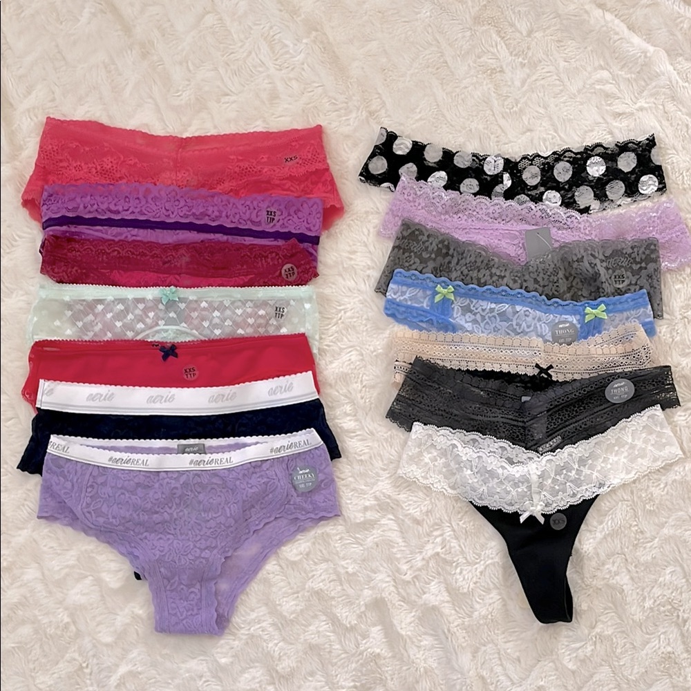 14x pairs Aerie Underwear Panties bundle set - lace cheeky bikini thong styles